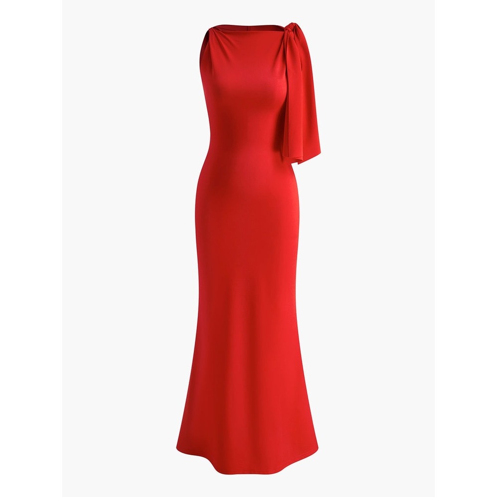 Commense Beloved Knotted Sleeveless Long Dress Red size M - Picture 10 of 11